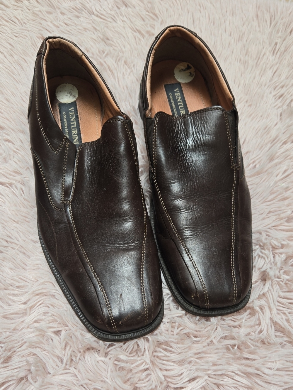 Venturini Men's Dark Brown Slip-On Leather Loafers Size 11